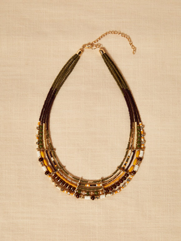 Multistring beaded necklace, Assorted, large