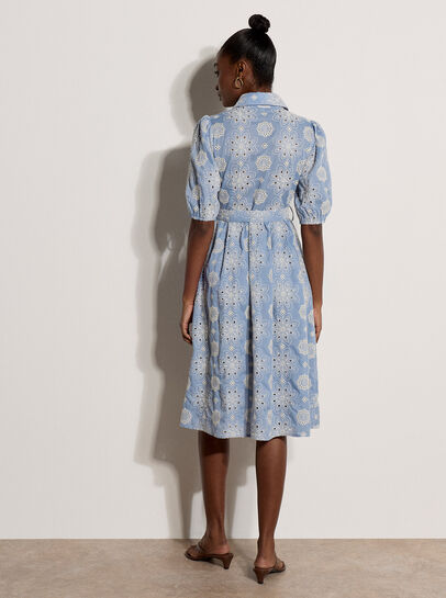 Broderie Anglaise Shirt Midi Dress