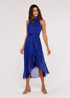 Halter Neck Ruffle Midi Dress, Blue, large