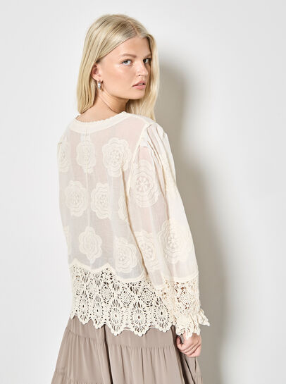 Embroidered Daisies Lace Blouse