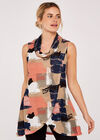 Paintsplash Cowl Neck Mesh Top, Coral, large