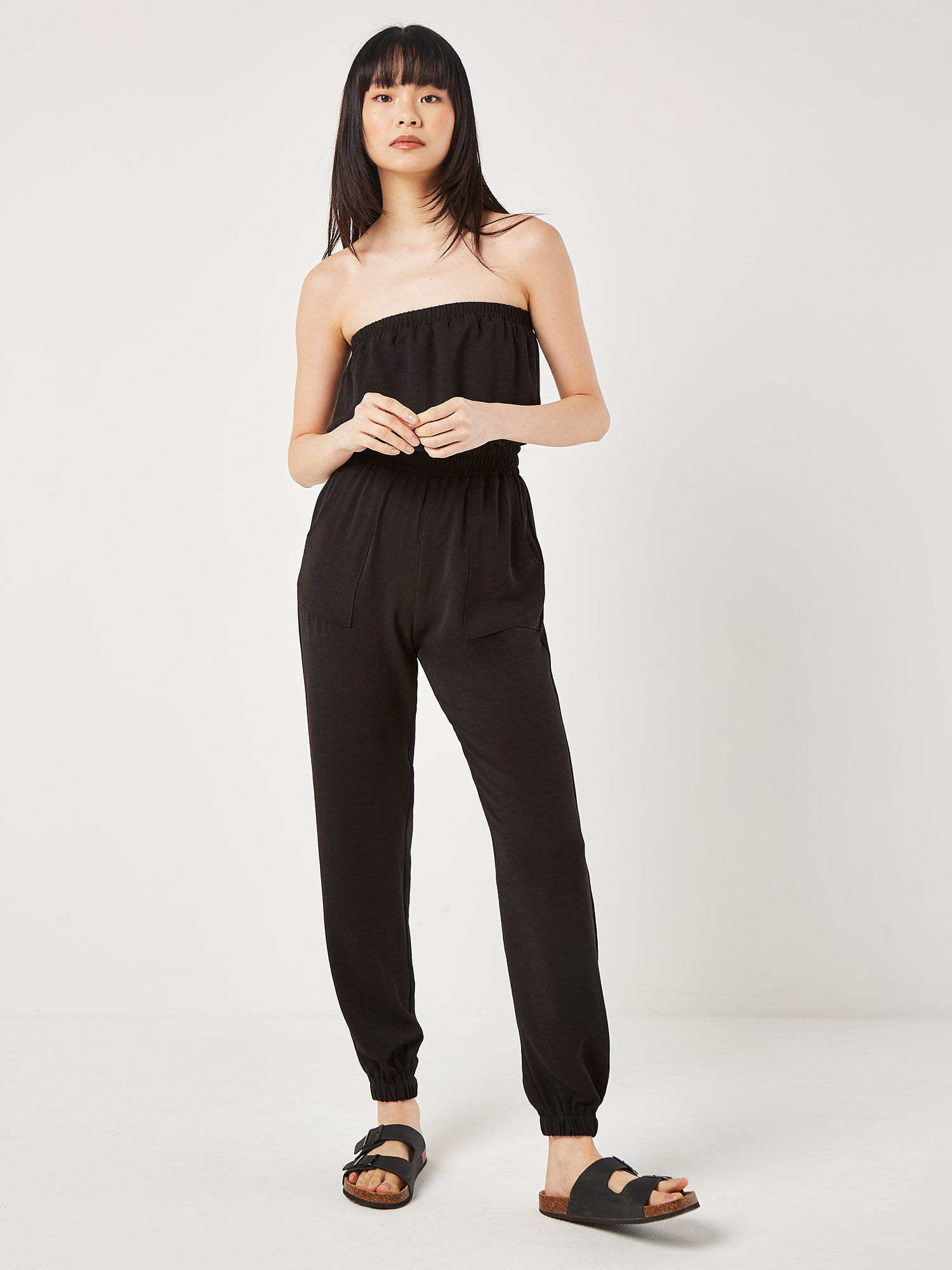 Black bandeau playsuit hotsell
