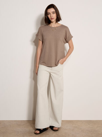 Button Back Textured T-Shirt