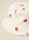 Fruit Embroidered Bucket Hat, White, large