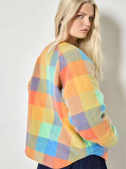 Reversible Check Fleece Quilted Jacket