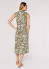 Palm Scene Midi Dress, Khaki, large