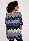 Chevron Batwing Tunic Top, Blue, large