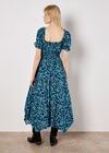 Sarasa Floral Milkmaid Midi Dress, Navy, large