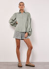 Statement Sleeve Cotton Modal Shirt, Mint, large