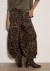 Leopard Print Wide-Leg Woven Trousers, Khaki, large