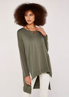 Oversized High Low Top, Khaki, large