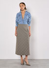 Heritage Check Bias Maxi Skirt, Grey, large