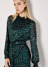 Self Stripe Gold Foil Mini Dress, Green, large