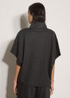 Herringbone Roll Neck Batwing Top, Dark Grey/Charcoal, large