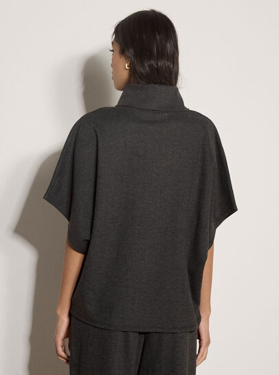 Herringbone Roll Neck Batwing Top