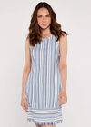 Chambray Stripe Fringe Tunic, Blue, large