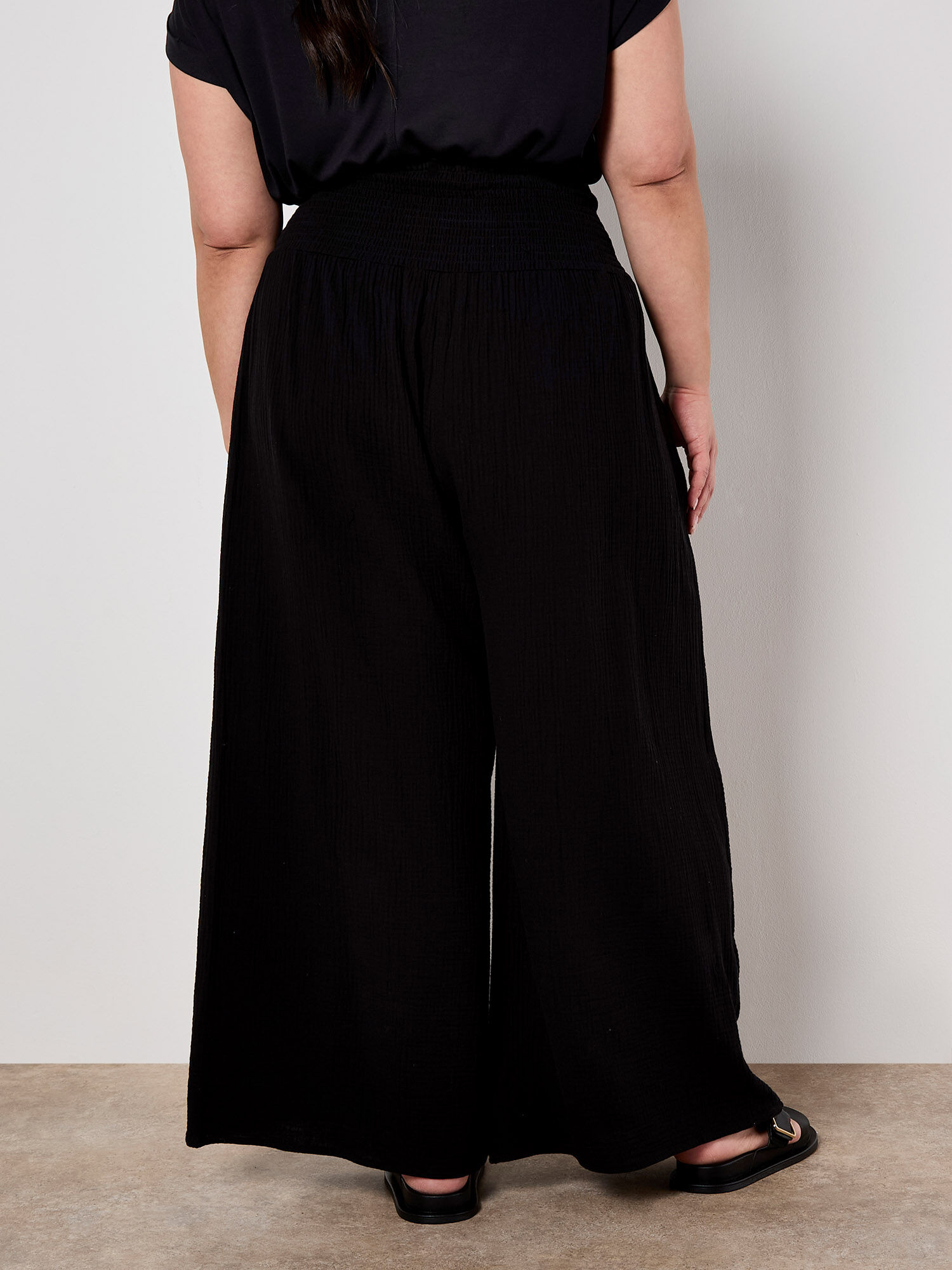 Smocked Waistband Palazzo Trousers | Apricot Clothing