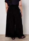 Smocked Waistband Palazzo Trousers, Black, large