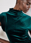 Ruched Velvet Bodycon Mini Dress, Green, large