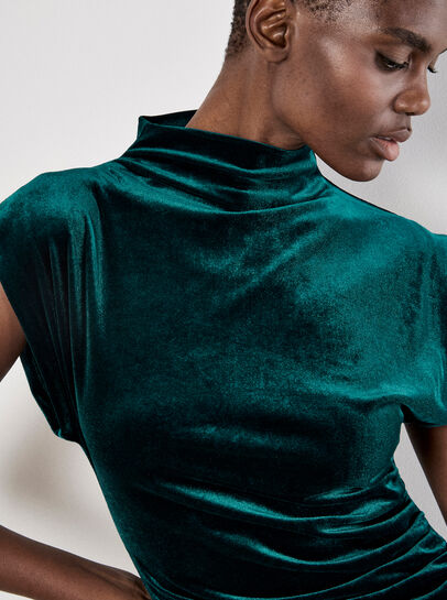 Ruched Velvet Bodycon Mini Dress