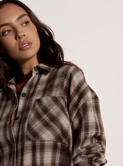 Check Print Oversized Shirt