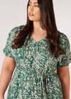 Curve Leaf Print Jumpsuit, Green, large