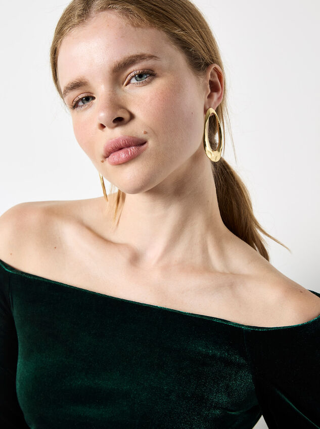 Bardot Velvet Top, Green, large