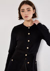Ribbed Knit Button-Down Mini Dress, Black, large