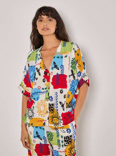 Colourful Sketch Print Top