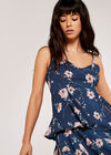 Floral Tiered Midi Dress, Navy, large