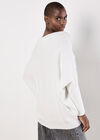 Stud Star Batwing Tunic Jumper, White, large