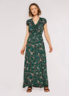 Ditsy Botanical Floral Maxi Dress, Green, large
