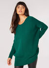 Übergroßer gerippter Pullover, Grün, groß