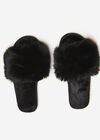 Cosy Faux Fur Luxe Slippers, Black, large