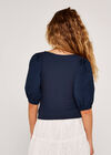 Blouson Sleeve Top, Navy, large