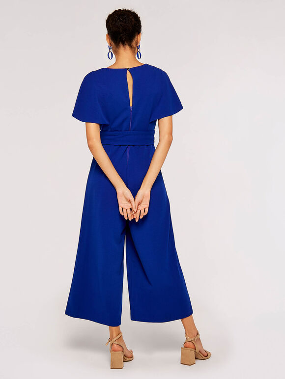 Cape Culotte Jumpsuit, Blue, large