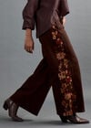 Floral Embroidered Wide-Leg Jeans, Orange, large