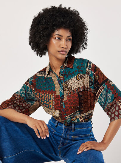 Patchwork Paisley Boxy Shirt