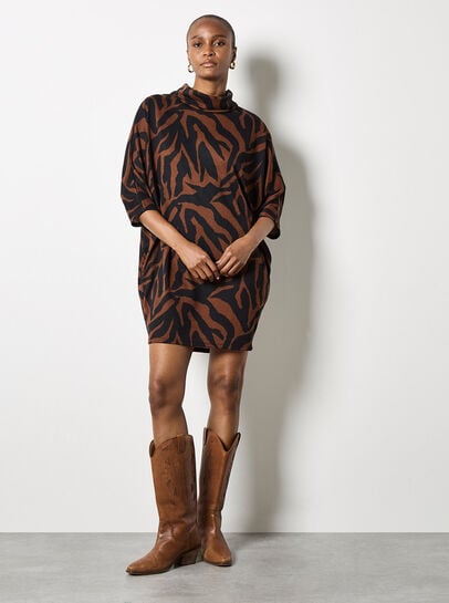 Zebra Print Cocoon Mini Dress