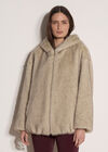 Soft Faux Fur Hooded Jacket, Grey, large