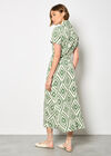 Geo Print Shirt Midi Dress, Green, large