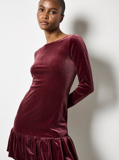 Velvet Bodycon Bubble Hem Mini Dress