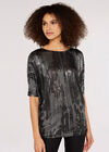 Metallic Squares Batwing Top, Black, large