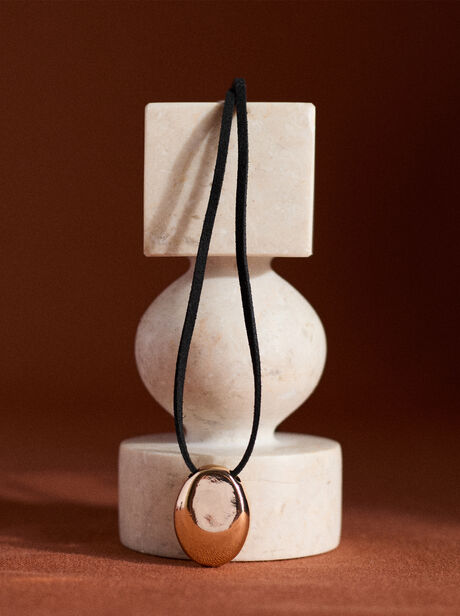 Adjustable Silver Tone Pendant Cord Necklace