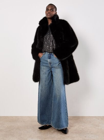 Faux Fur Longline Coat