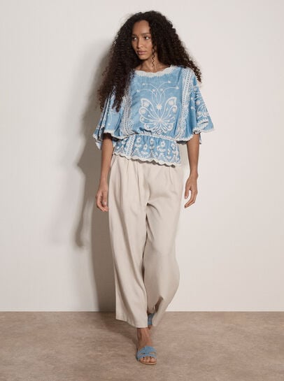 Floral Embroidered Boho Blouse