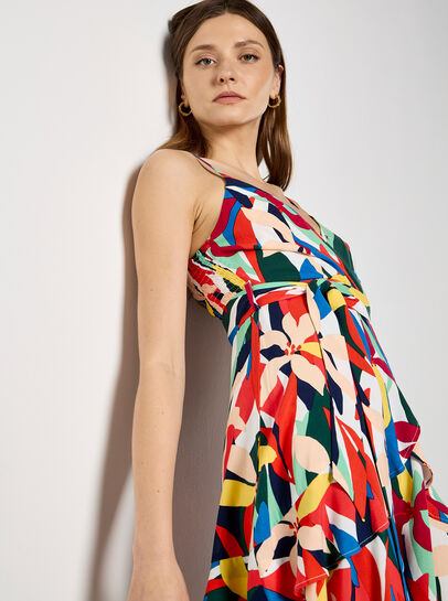 Colour Block Tiered Cami Mini Dress