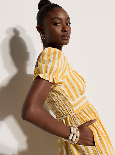 Stripe Milkmaid Midaxi Dress