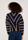 Chevron V Neck Jumper, Navy, large