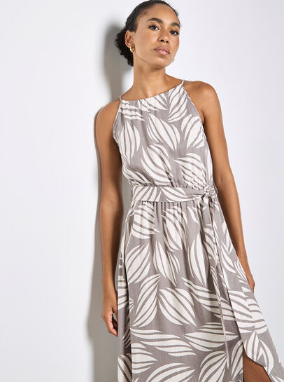 Shell Print High Neck Maxi Dress